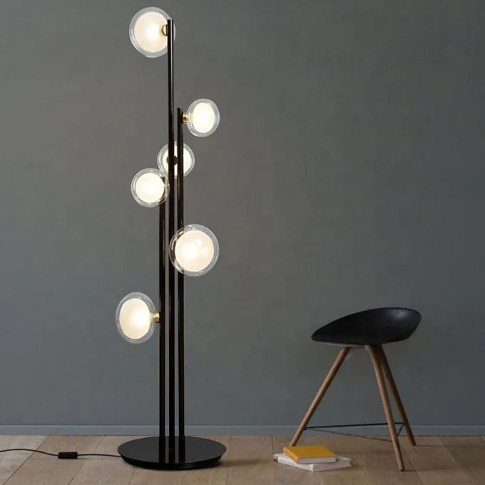 Multiple glass balls floor lamp Black Industrial style lamp fixture table or floor lighting  ETL891051