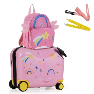 12" & 18" Children Hand Trolley Case with Wheels and Anti-Lose Rope Girls Boys Carry on Suitcase for Travel School