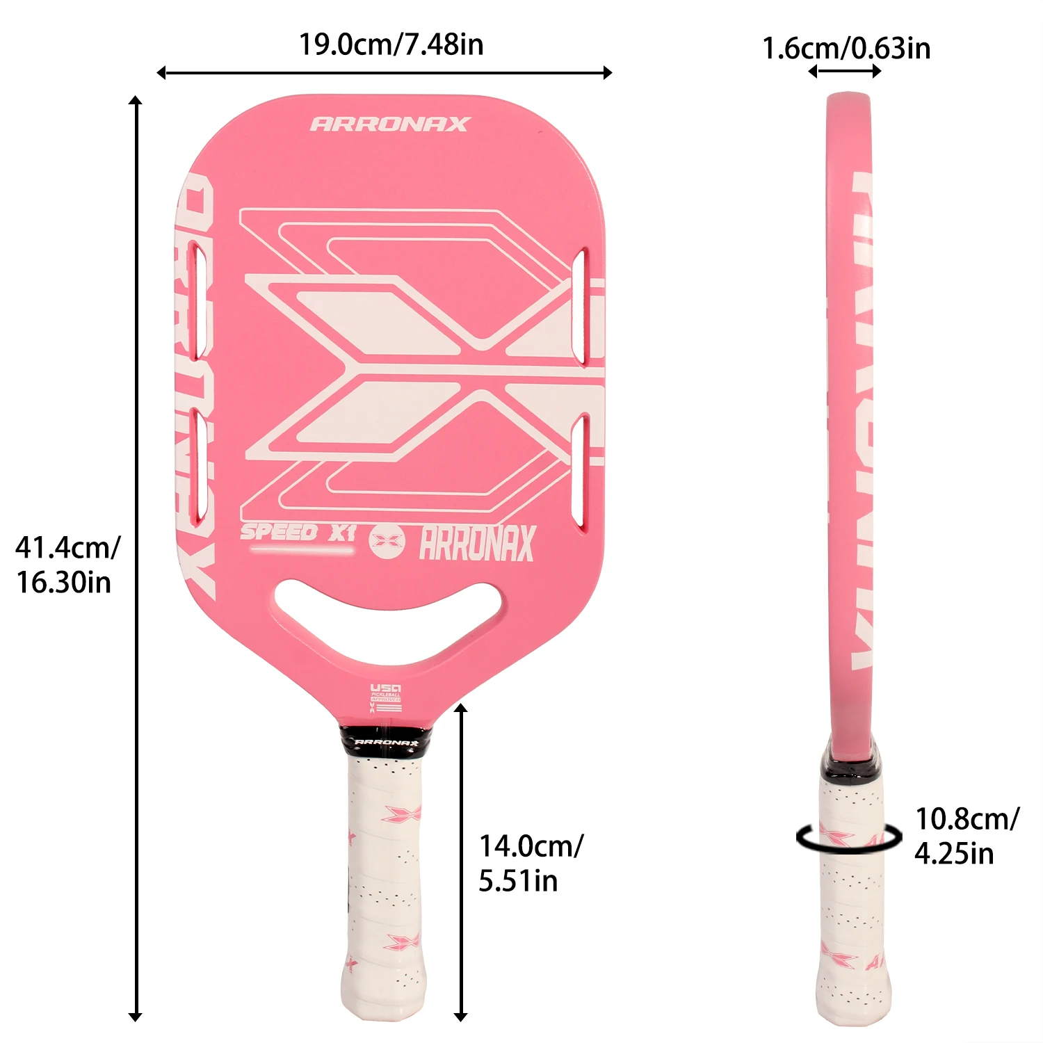 ARRONAX SPEED X1 ピックルボール パドル エッジレス ピンク 白 ARRONAX Pickleball Paddles - Durable, Aerodynamic, and Customizable