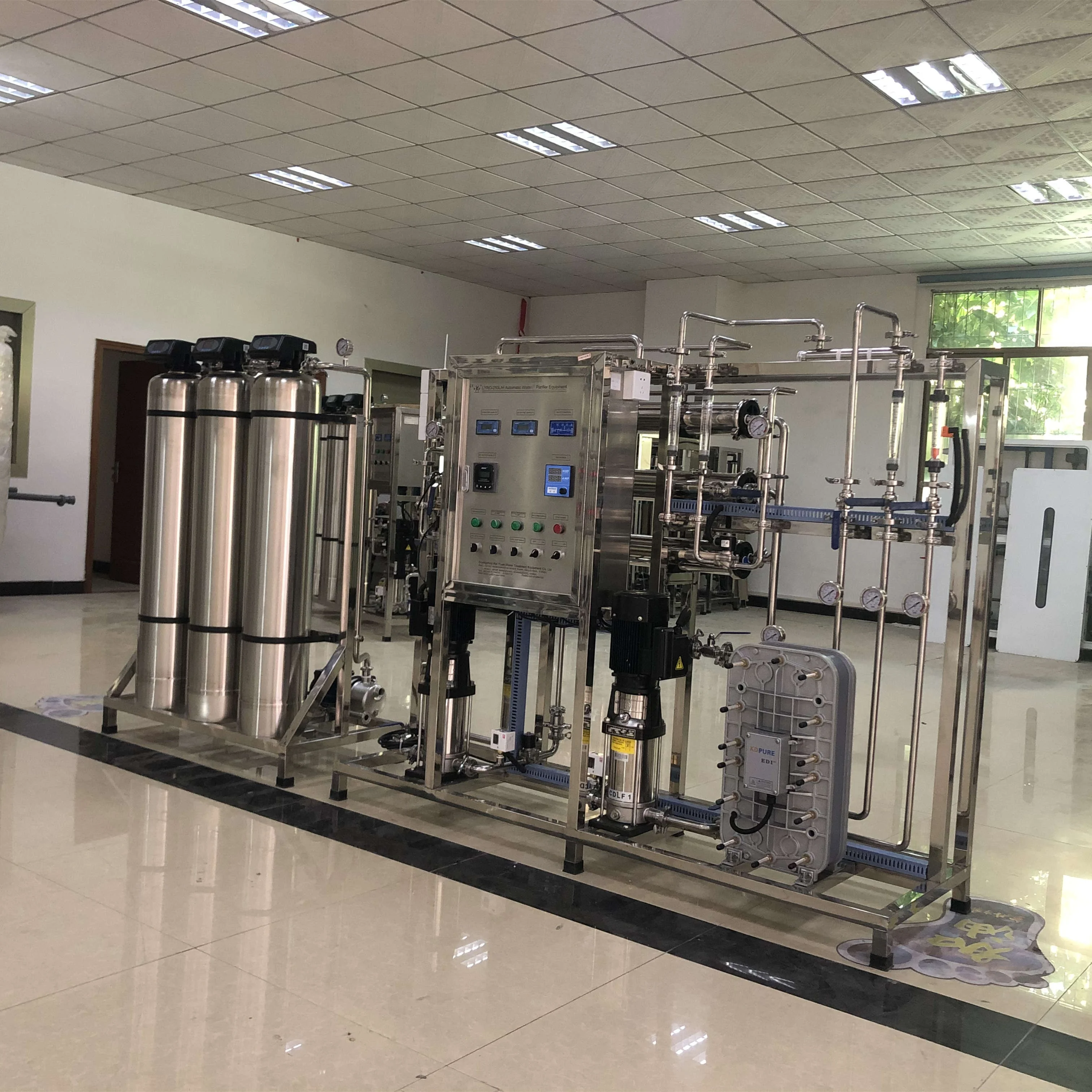 Automatic 250LPH TWO Stage RO and Edi Water System Osmosis Inversa Industrial Water Purification Plant for Hemodialysis