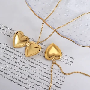 Wholesale ODM OEM  Designer Stainless Steel  14k18k  Gold Plated Loving Heart Locket Pendant Necklace