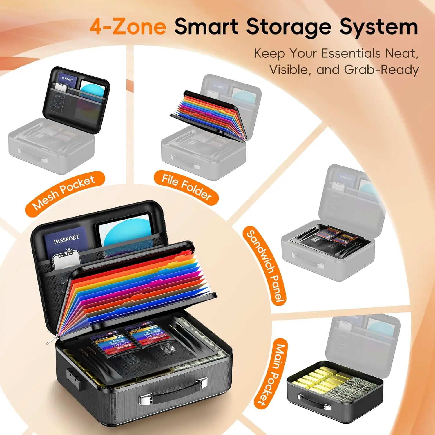 Fireproof Document Box with Lock Hard-Shell Fire-Resistant File ...