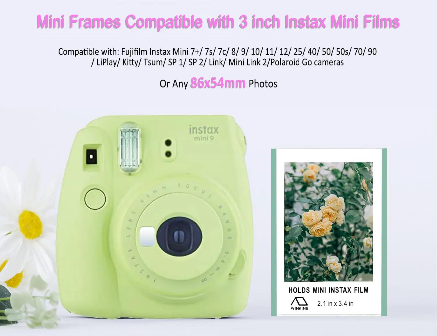 Tabletop Acrylic Frame 2X3 Inch Fujifilm Instax Mini Sliding Polaroid Frames for Desktop Tabletop, Polaroid Picture Frame
