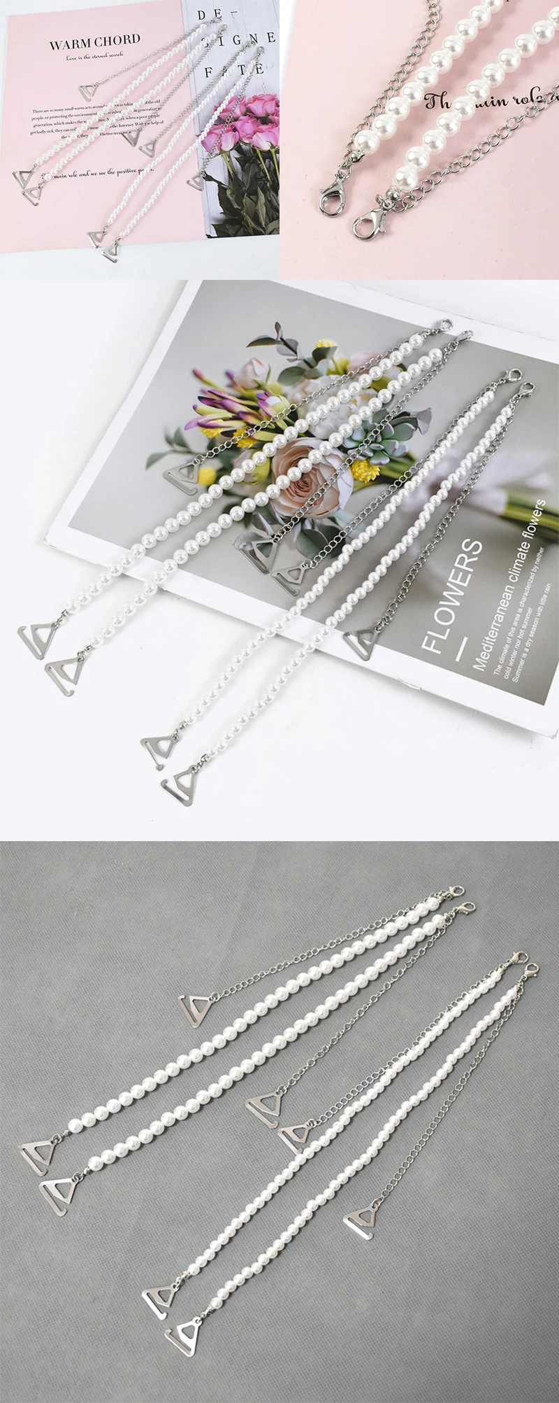 Hjr216 6mm/8mm Handmade Pearl Garment Decoration Replaceable Bra Strap