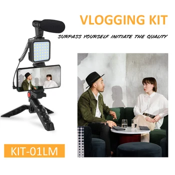 Best Selling Smartphone Vlogging Equipment Shotgun Recording Microphone LED Video Light Vlogging Kit with Tripod Stand detail image
