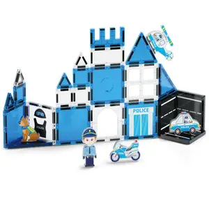 EPT 3D Police Theme Magnetic Blocks Set Plastic Building Toys with Magnets for Children Magnetic Tiles Blocks