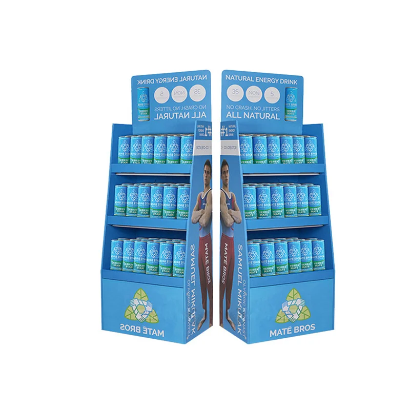 Easy Assembly 4-Shelf Supermarket Display Stand Corrugated Cardboard Floor with Removable Shelves for Promotions