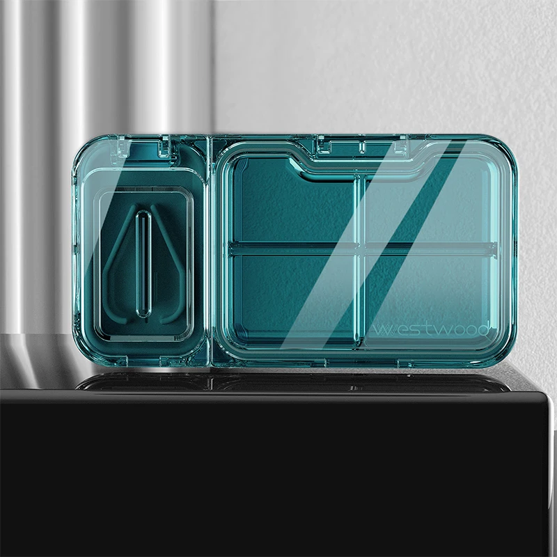 Портативный дорожный органайзер для таблеток с 4 отделениями, с резаком для таблеток/витаминов/рыбьего масла/добавок