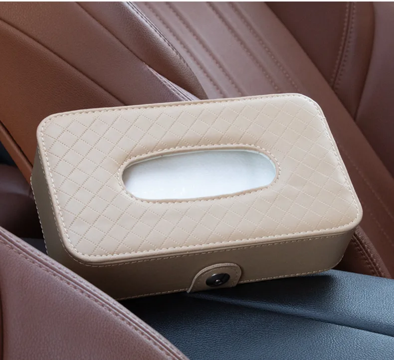 Luxury Leather Portable Multifunctional Car Tissue Paper Box Holder