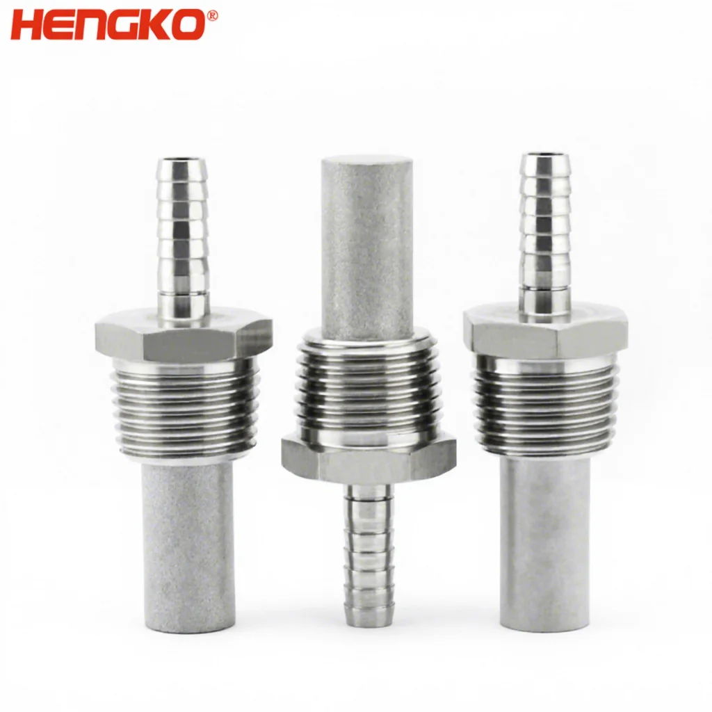 HENGKO 0.5μm Sintered Air Stone 316L Stainless Steel Hose Barb Threaded Diffuser for Beer Wine Making