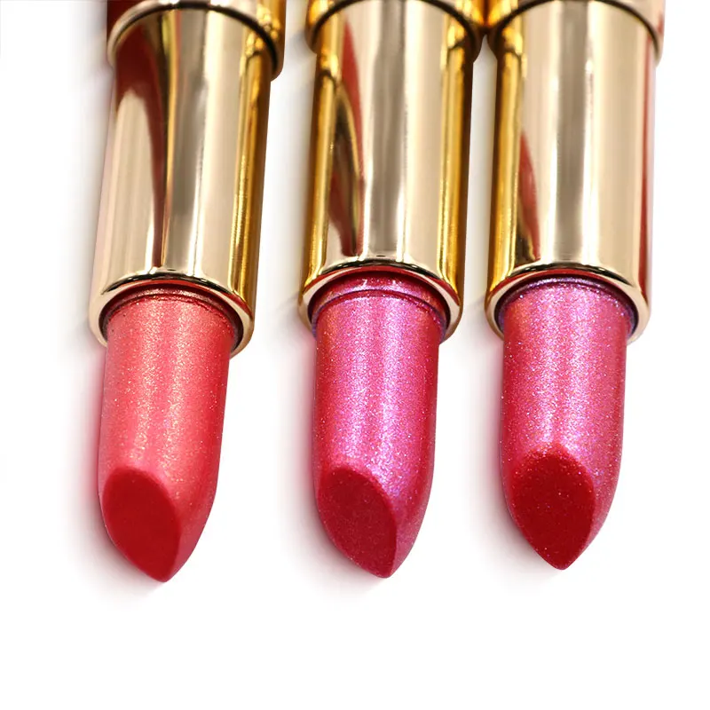 product custom logo luxury leather press on lipstick metallic pearl shimmer lip stick long lasting for daily party makeup-3
