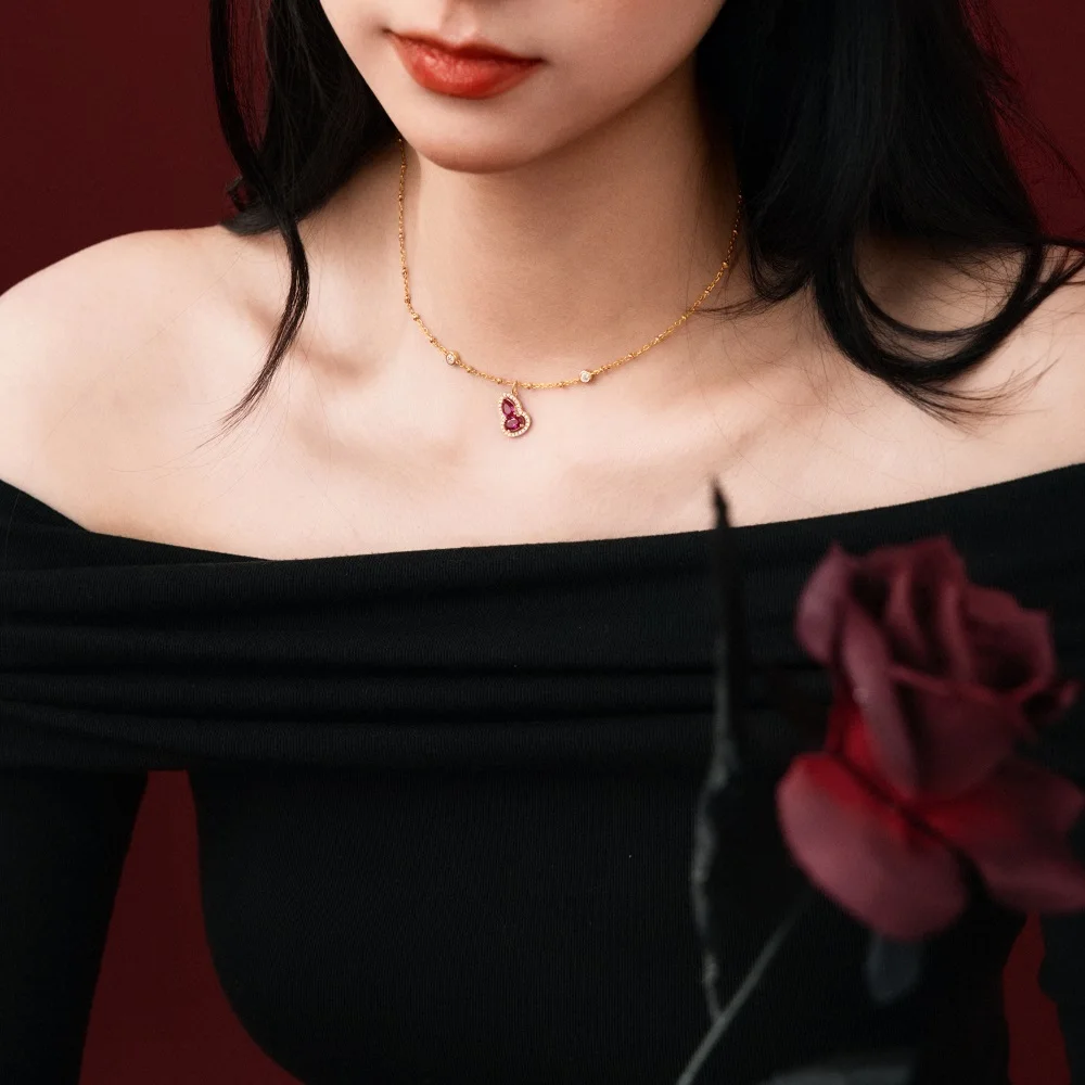 KAKODIY Fine Design Jewelry 925 Sterling Silver Rhodium Plated 18K Gold Plated Chain 5A Zirconia Gourd Pendant Necklace Jewelry detail 5