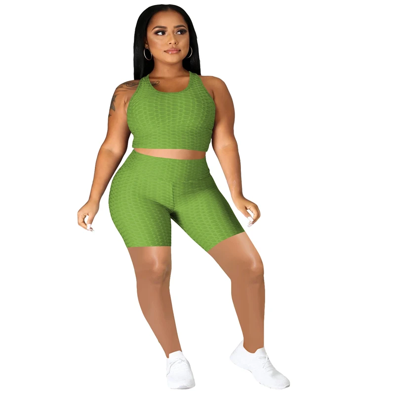 two piece solid color women clothing short sleeved o neck tight