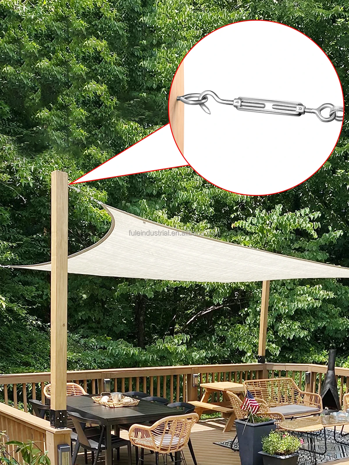 Garten-Sonnensegel-Zubehr: Drahtseil-Haken, Markisen-Befestigungsteile,  Dreieck-Sonnenschutz-Hngeset