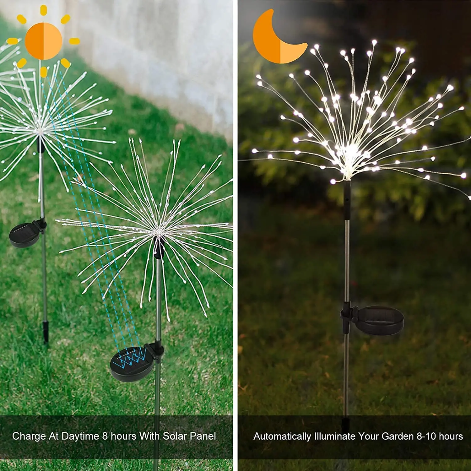Diy Outdoor Waterproof 120 Led Solar Powered Garden Sparklers String