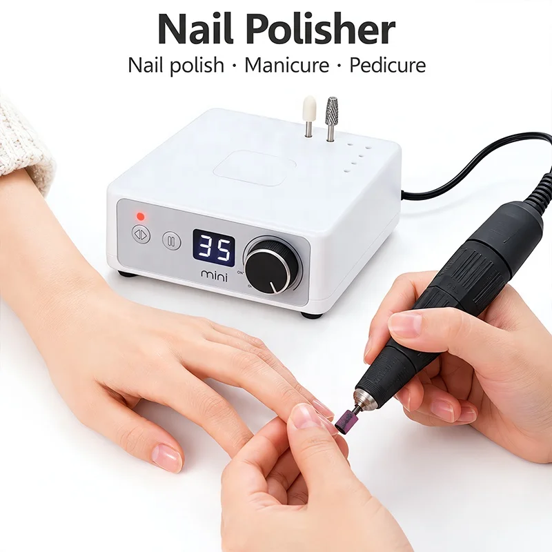 Manicure Drill Machine 35000 RPM Light Weight Micromotor High Speed LCD Display Nail Drill Pedicure