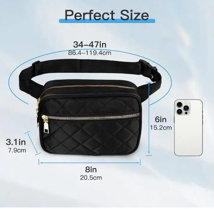 Diamond Quilted Fashionable Crossbody Bags Men Waterproof Casual Waist ...