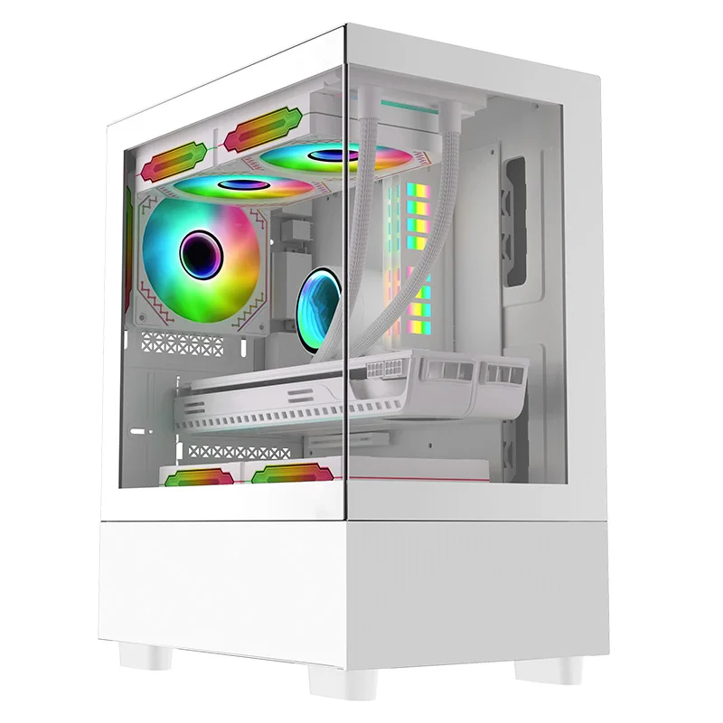 White Micro Atx Gaming Case Full View Glass Gaming Pc Case Mid Tower