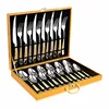 Coffret en bois avec poignée dorée, ensemble de 24 pièces