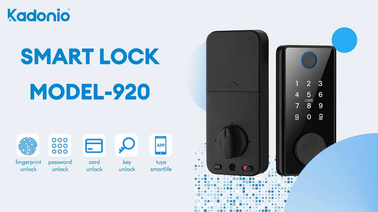 Kadonio Single Bolt Electric Deadbolt BLE TT Lock Security Key Compatible Electronic Card Smart Door Lock Keyless