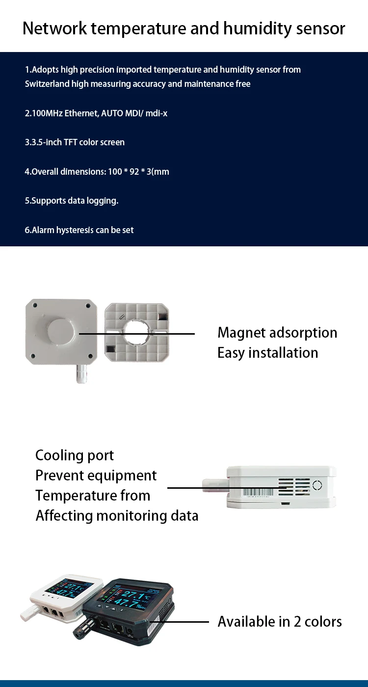 Ether Network Temperature And Humidity Sensor With Lcd Display Modbus ...