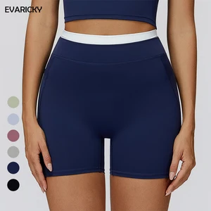 Evaricky High Waist Yoga Shorts Women Stretch Workout Running Sports Wear Soft Breathable Fitness Essentials Sports Gym Shorts