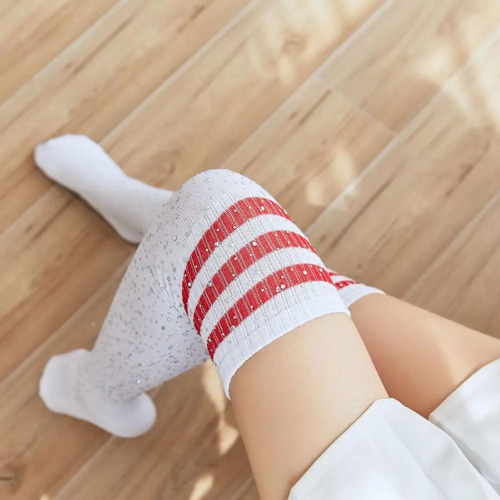 Women Winter Sexy Rhinestone high Socks Cable Knit Striped Stockings Girls  Over Knee Leg Warmers| Alibaba.com