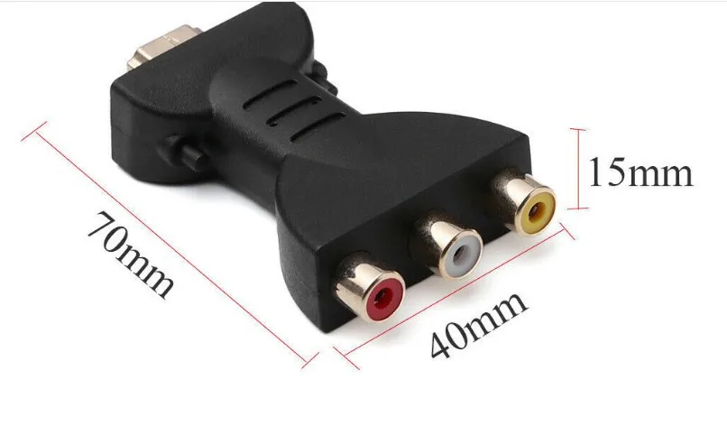 Male Hdtv to 3 Rca AV Adapter Composite AV Audio Video Adapter Converter for TV