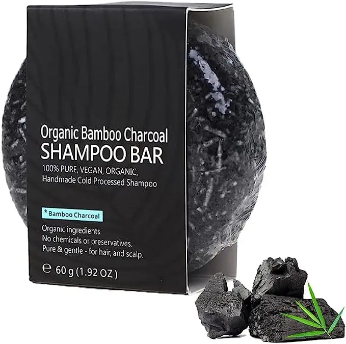 OEM Pure Organic 60g Handmade Solid Shampoo Bar Natural Bamboo Charcoal Black Soap Solid Shampoo and Conditioner Bar for Men Female