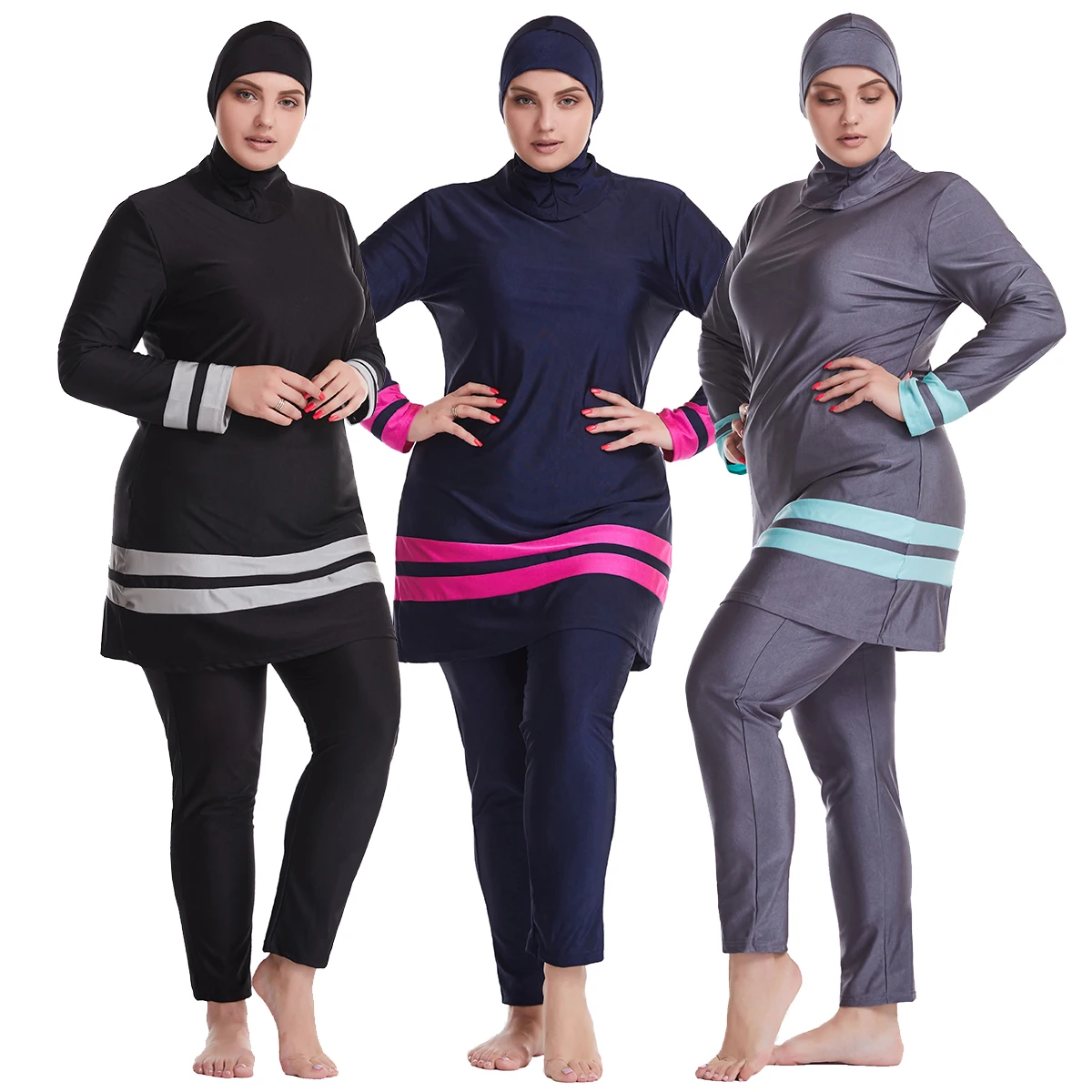 Women Lady Islamic Muslim Full Cover Swimwear Modest Beachwear Swimming Costumes