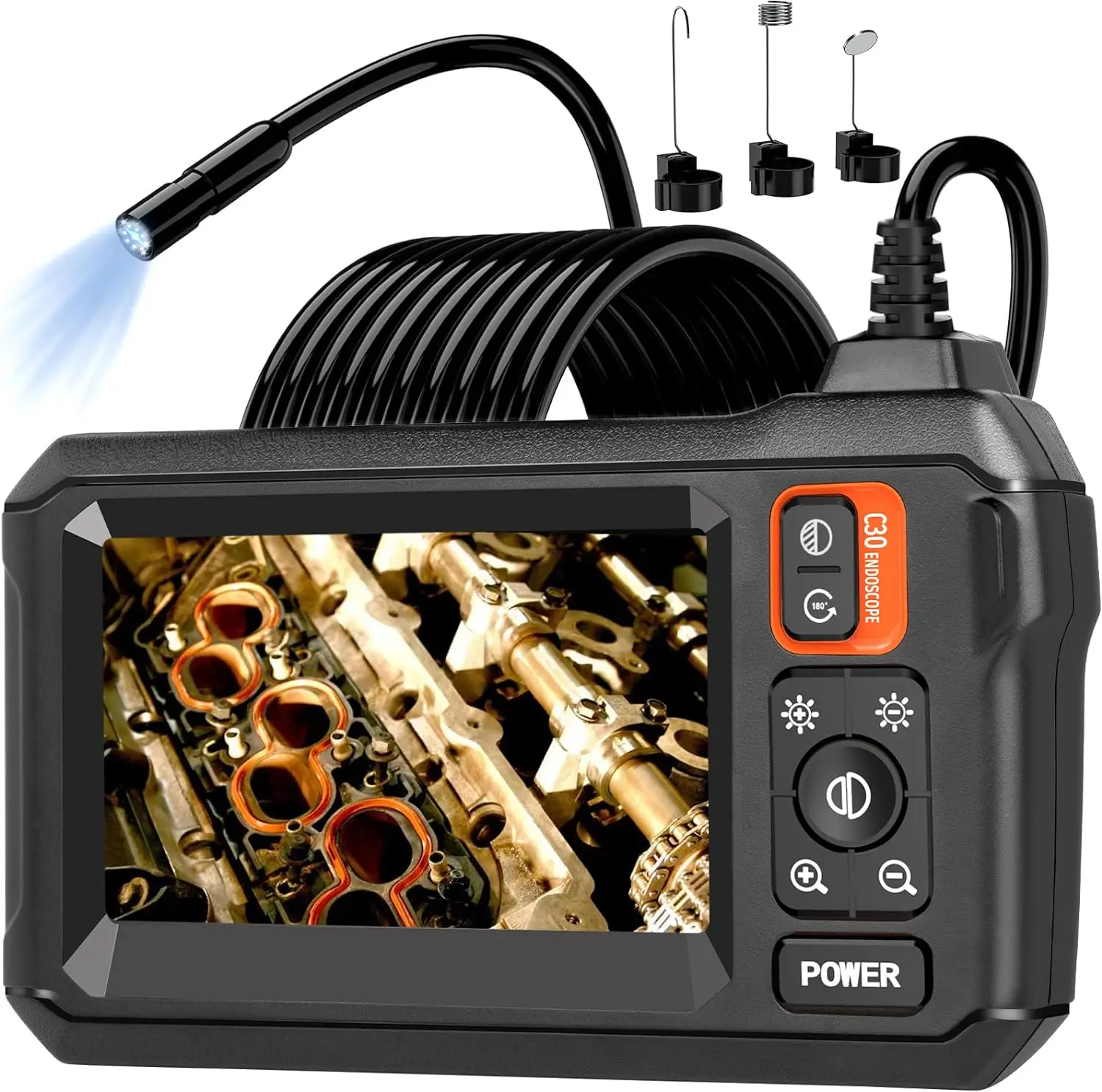 2.7cm Short Module 4.3Inch 8LED Light Sewer Pipe Inspect Portable Professional Borescope Video Industrial Rigid Endoscope Camera