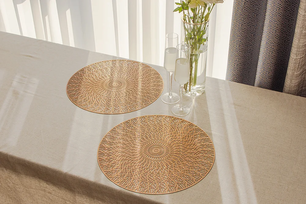 Wholesale Woven Round Placemats Nonslip Waterproof Pvc Placemats For
