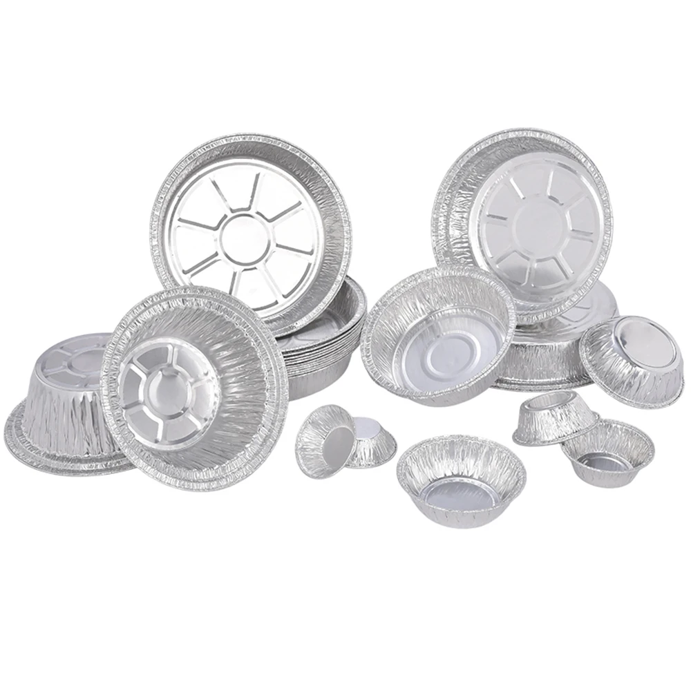 80ml Takeaway Food Container Mini Pie Tins Aluminium Foil Egg Tart Cup Alu Foil Paper Box Tray Food Grade Disposable Baking Cup