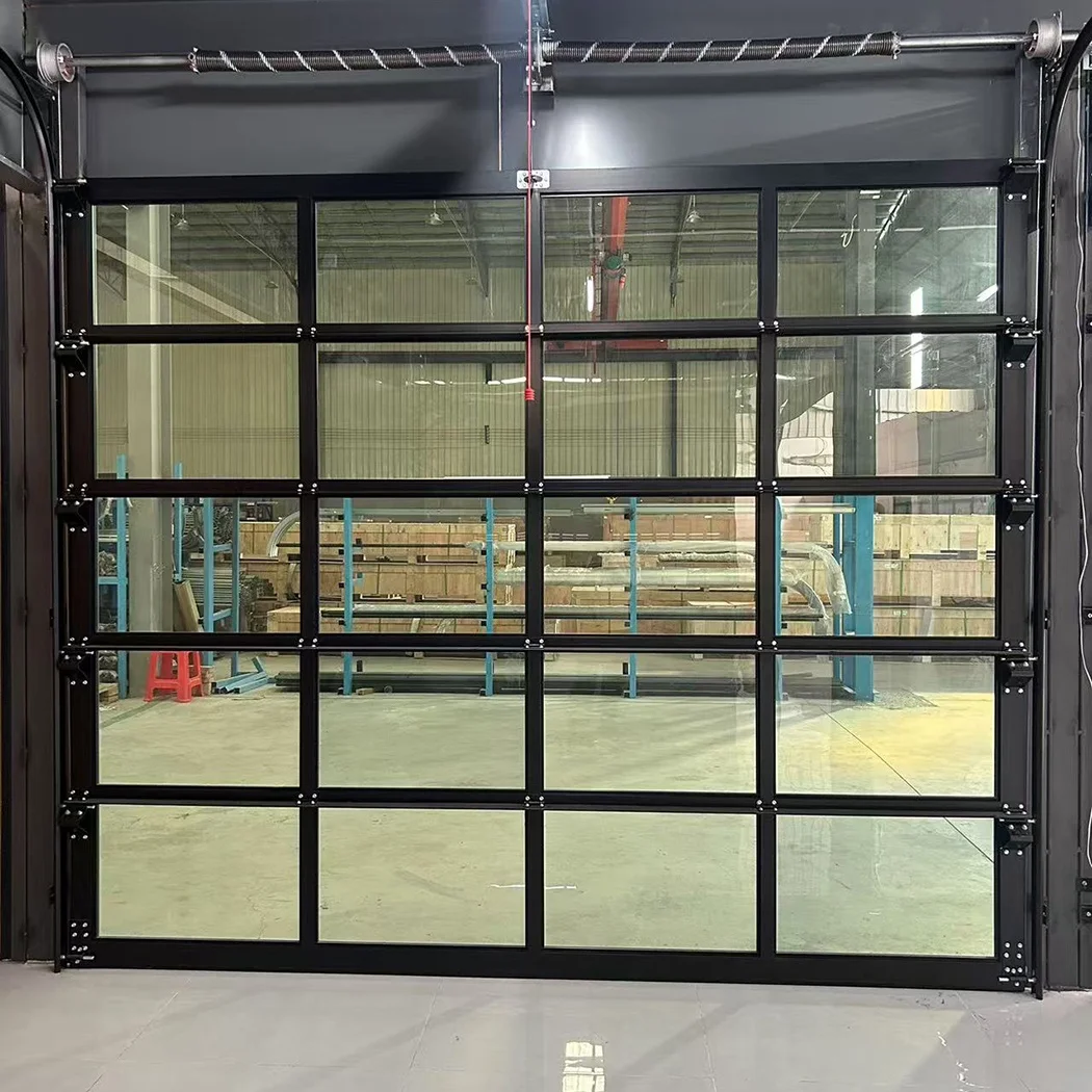 Modern Style Automatic Sectional Glass Garage Door for Home Building
