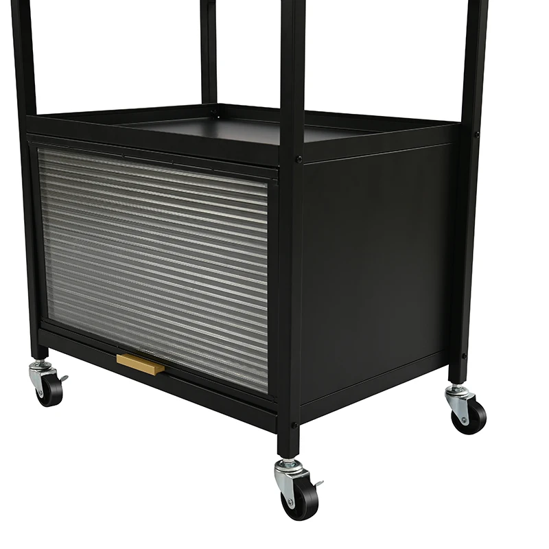 Custom Design Home Restaurant Use 4 Layers Kitchen Island Vegetable Storage Trolley Wine Bar Cart With Storage Drawers