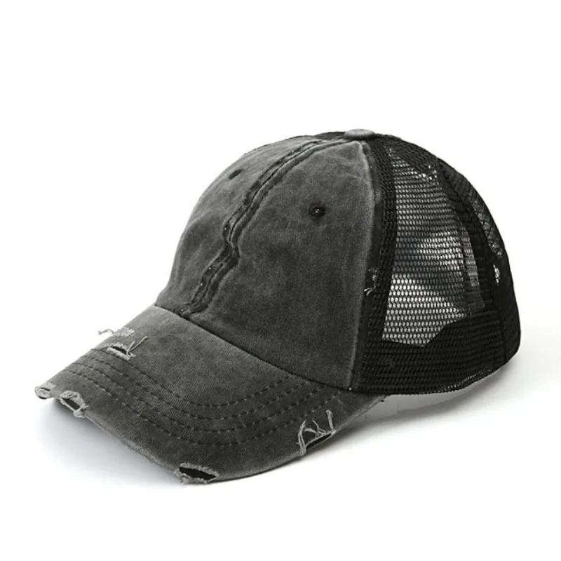 New Women High Ponytail Hat Distressed Baseball Caps  display picture 2