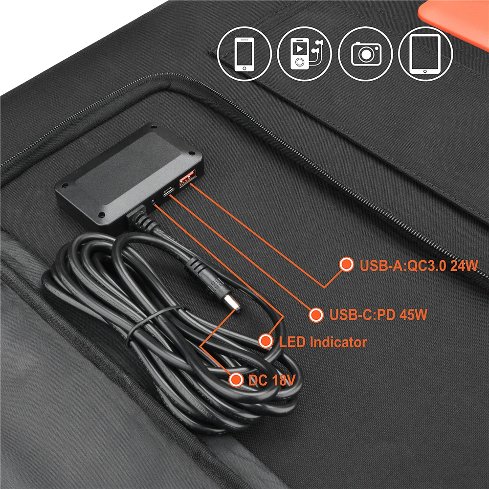 Solar Battery Charger Foldable Panel Solar Flexible Plate 20W Folding Solar Panel