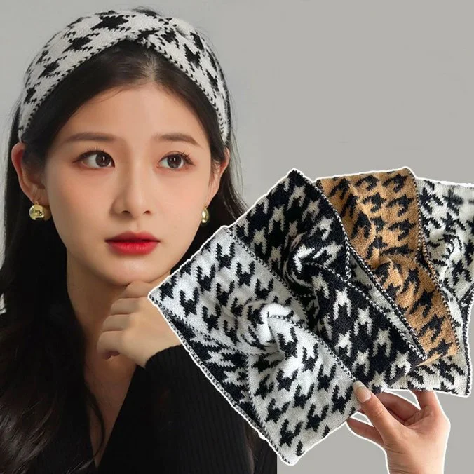 Wholesale Plain Check Pattern Headbands for Women Fabric Hair Band