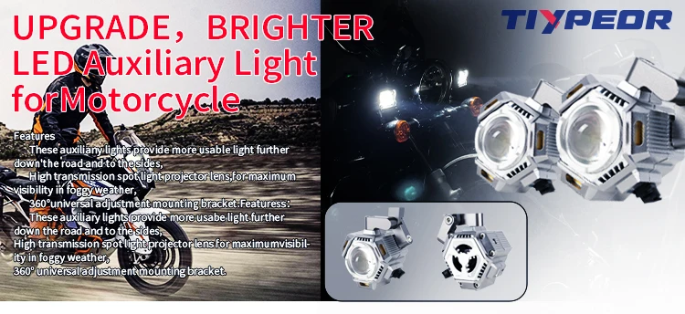 TIYPEOR Motorcycle LED Headlight Spotlight Auxiliary Fog Light CNC Aluminum Headlamp for Electric Vehicle ATV UTV Off-Road Motor factory