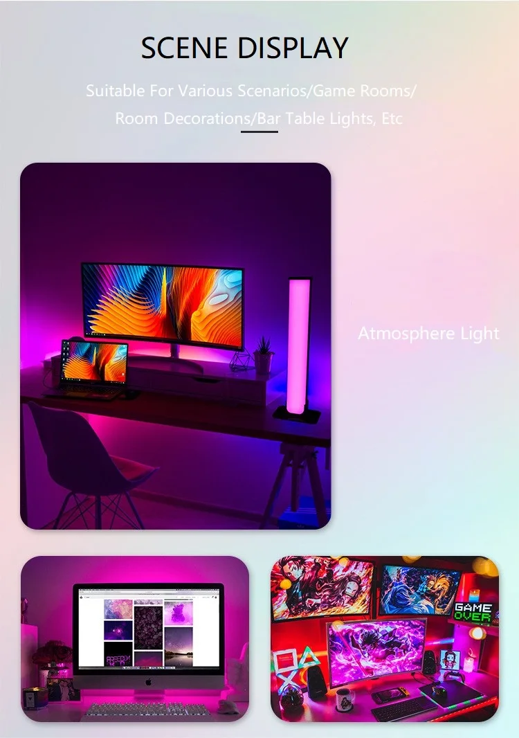 product app remote control led gaming light bars rgb light bars for tv ambient lighting gaming party room decor-42