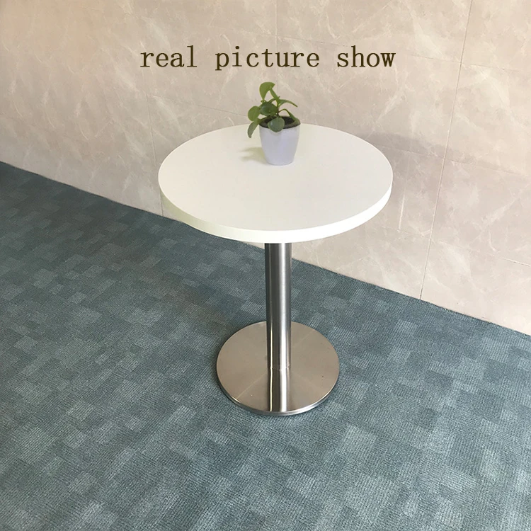 Nordic Iron Art Restaurant Silver Coffee Table White Top Side MDF Creative New bar Tall Round Table