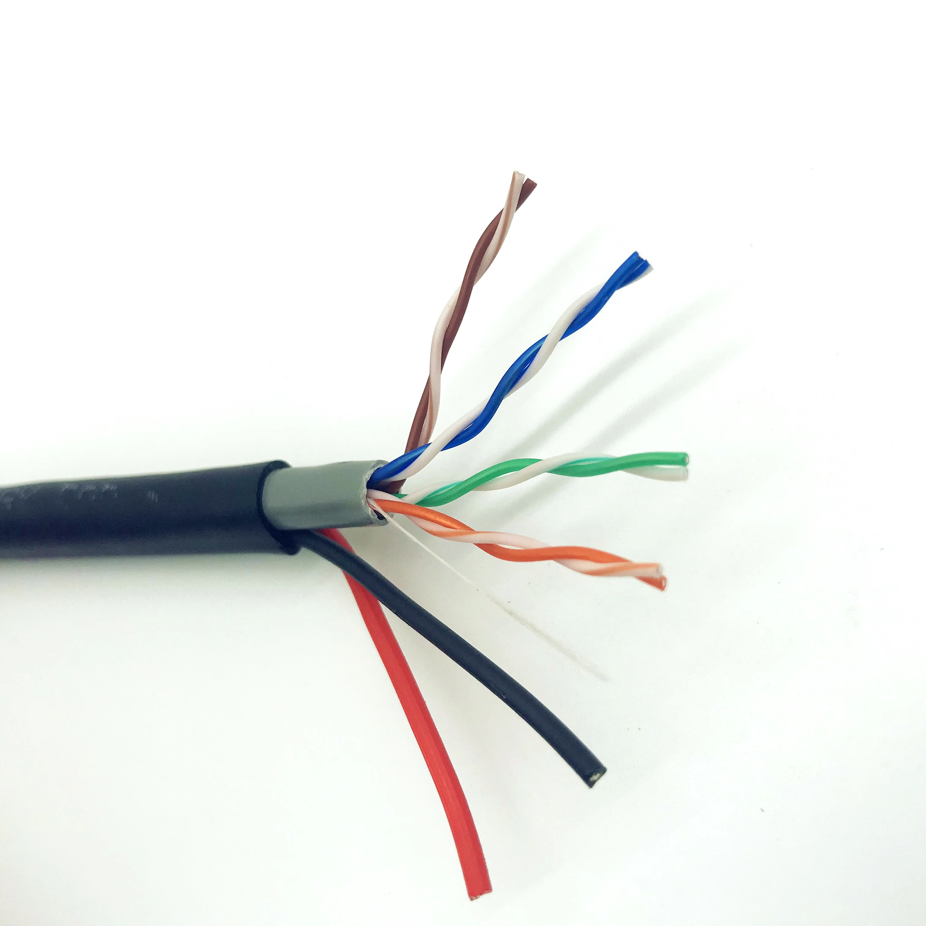 Outdoor CCTV Camera Cable UTP FTP lan cable cat5e 24awg with power Cable 2C