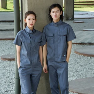 Summer Multi-functional Fabric Short Sleeve Custom Professional Work Uniform Work Clothes Workwear Suit