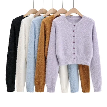 Spring Sweet Sweater Coat for Women Korean Autumn Casual Short Cropped Knitted Cardigan Fashion Tops
