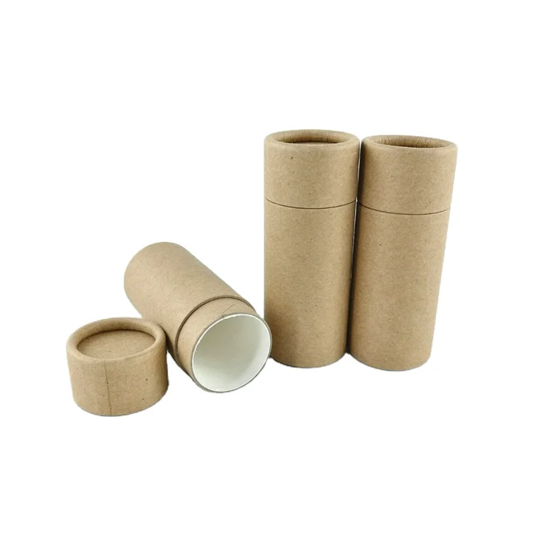 Biodegradable Push up Lipstick Deodorant Stick Cardboard Brown Kraft Paper Tube Container Packaging