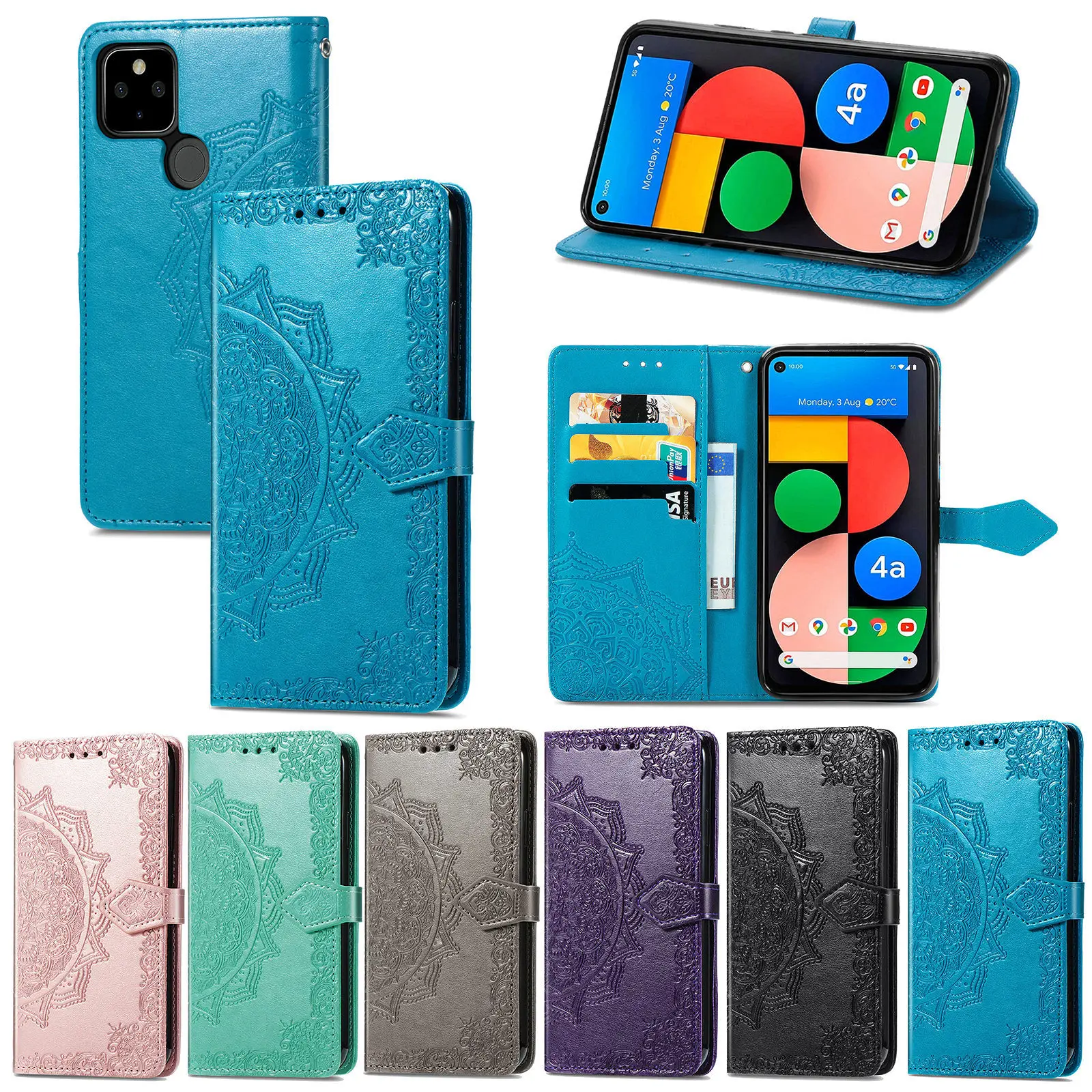 TPU PC Retro Pattern Wallet Card Phone Case Shockproof Shell Simple Business Cover  Anti Fall For Google Pixel 9 8 7 6 5 A Pro