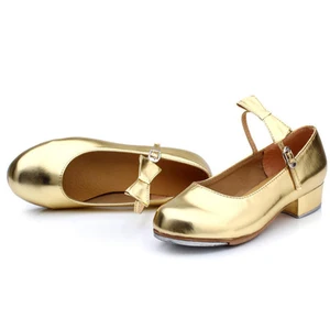 Girls' Low-Heeled Tap Dancing Shoes Soft Soles Comfortable Outdoor Ballroom Dancing Shoes Children's Stage Dancing Shoes