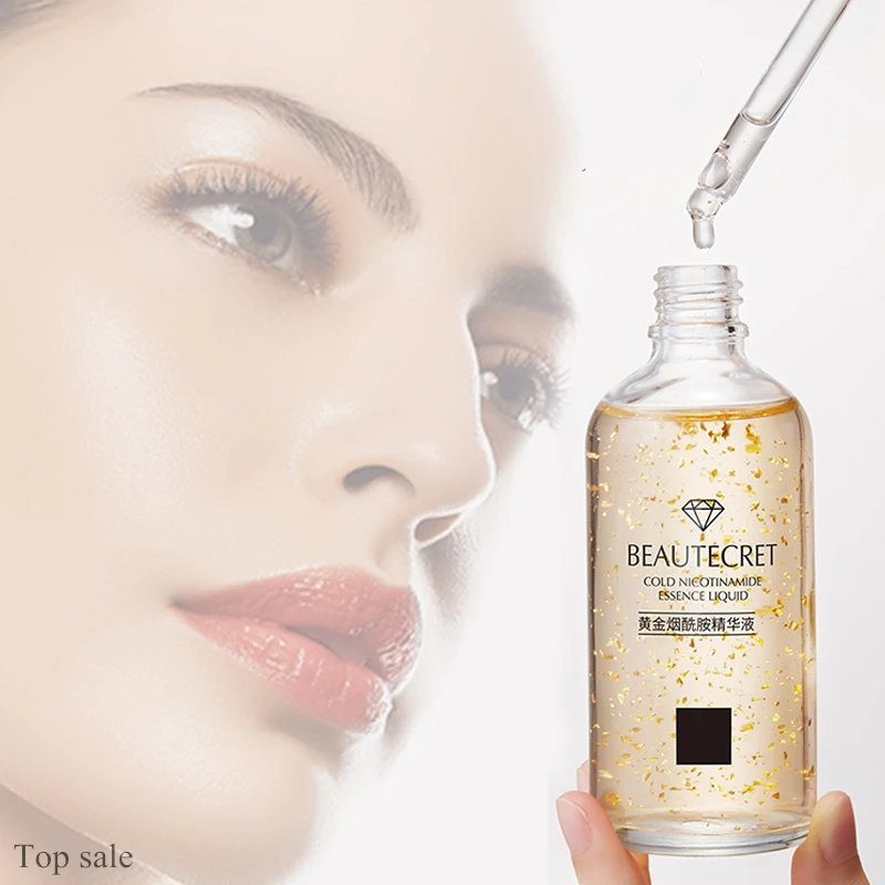 Private Label Anti Aging Niacinamide Essence Wrinkle Dark Spot Remover Whitening 24K Gold Face Serum