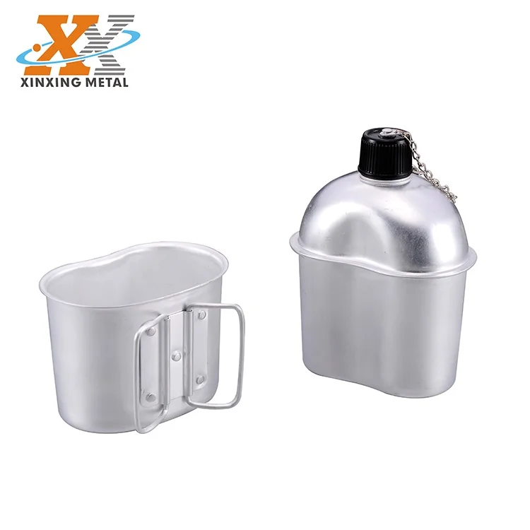 thumbnail image 2 of Aluminum Cup With Butterfly Handle 3-Piece Canteen Kit With Cover & Aluminum Cup - Perfect For Camping & Outdoor Adventures (Black) Molle Water Bottle Pouch 2 of 12