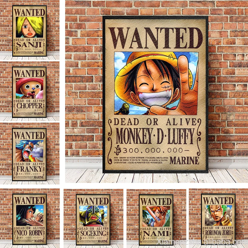 Bức Tranh Hoạt Hình Nhật Bản One Piece Wanted Poster Hd Manga Vải Luffy  Zoro Robin Sanji Tranh Treo Tường Anime Trang Trí Tranh Treo Tường Không Có  Khung - Buy Bức